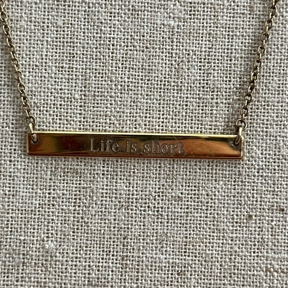 Stella and Dot retired Signature Engravable Delicate Necklace “life is short” - Picture 3 of 7